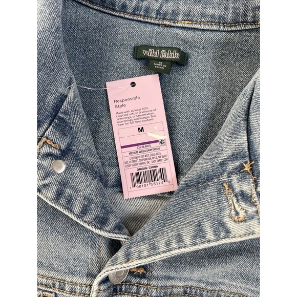 Wild Fable NWT Size Medium Game Day Short Sleeve Denim Romper Jean Medium Wash - Picture 13 of 15